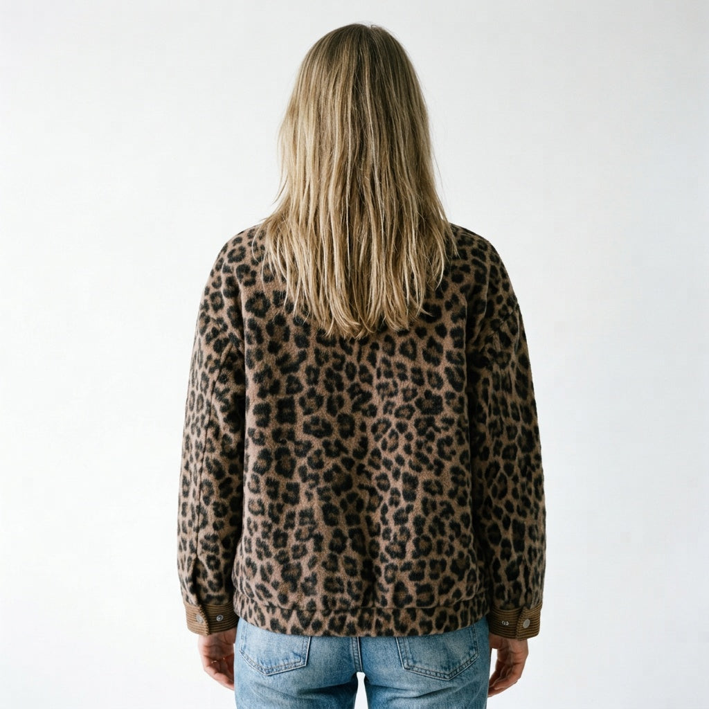 Bomberjack dames luipaardprint achterkant