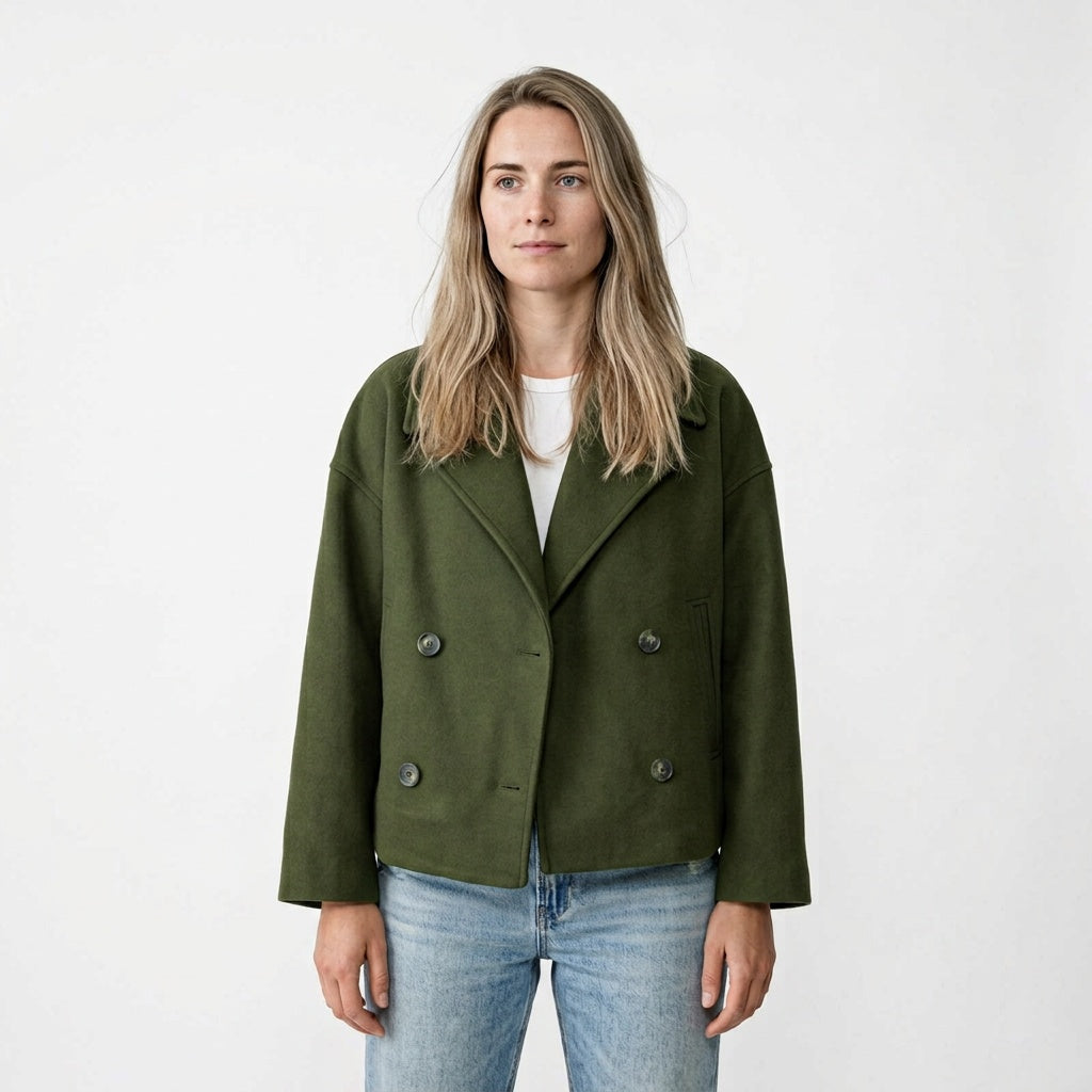 Korte jas dames peacoat groen