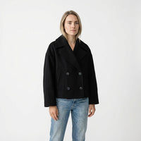 Korte jas dames peacoat zwart