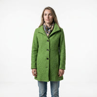 Mantel dames lang met opstaande kraag groen