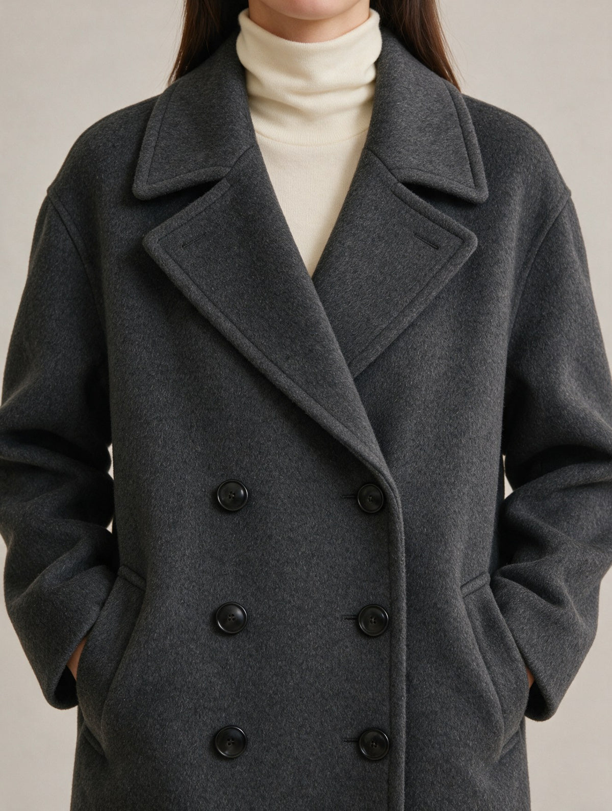 Antraciet wollen peacoat