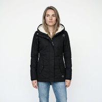 Winterjas dames met teddy capuchon zwart